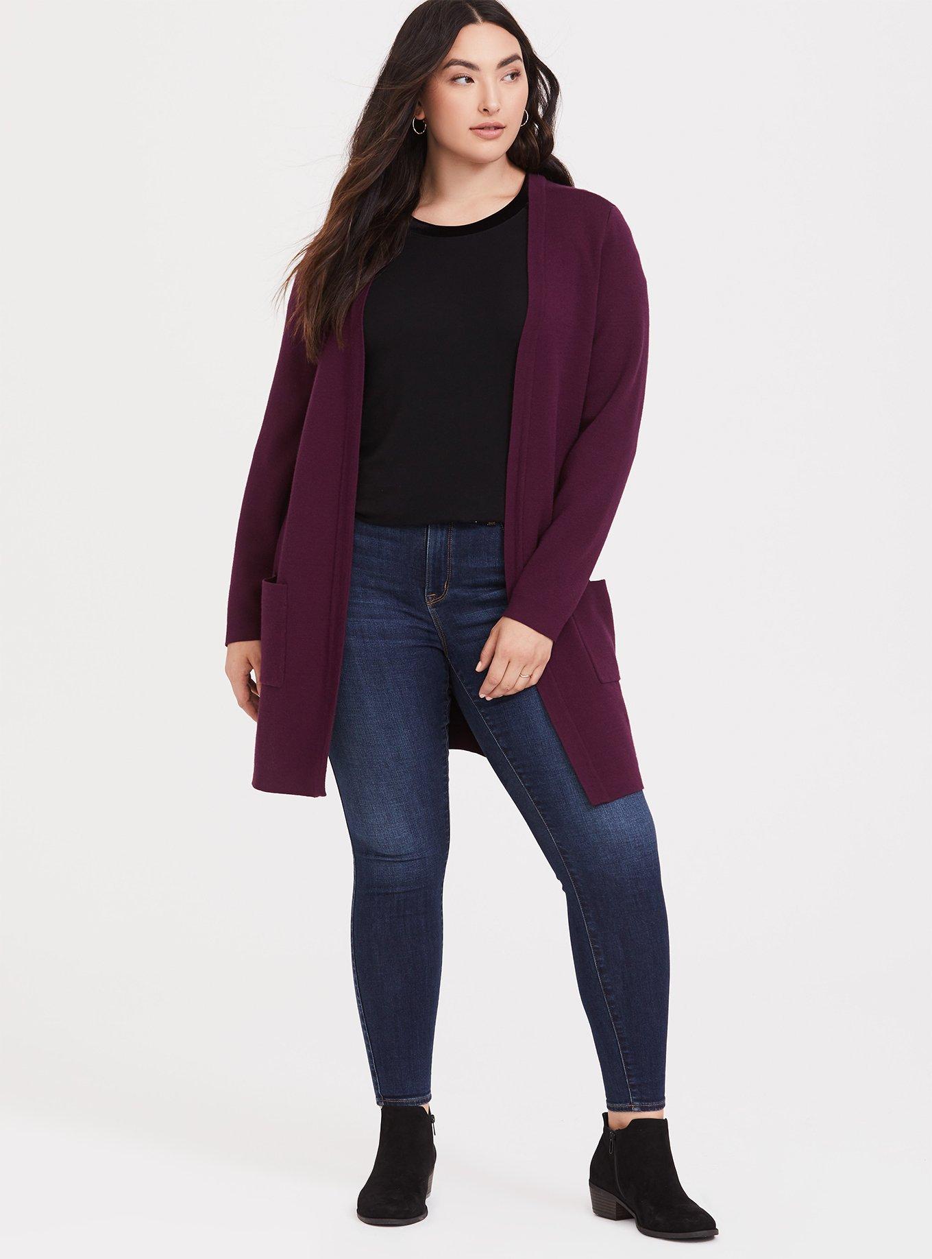 Plus Size Hooded Open Front Longline Cardigan