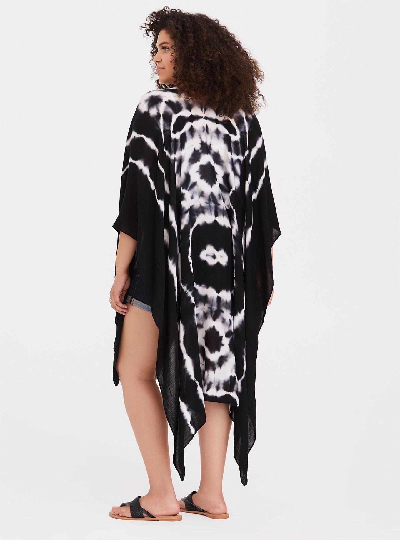 Black Tie-Dye Ruana, , alternate