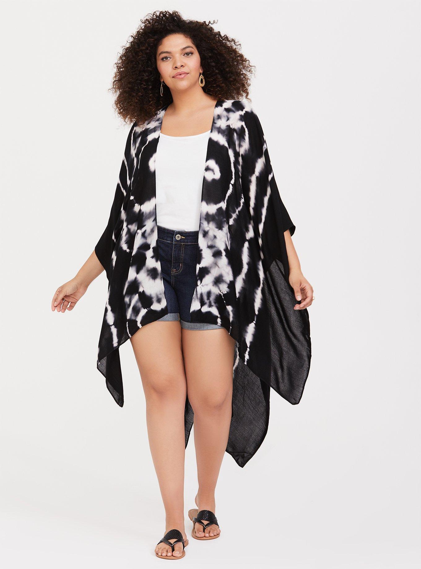 Black Tie-Dye Ruana, , hi-res