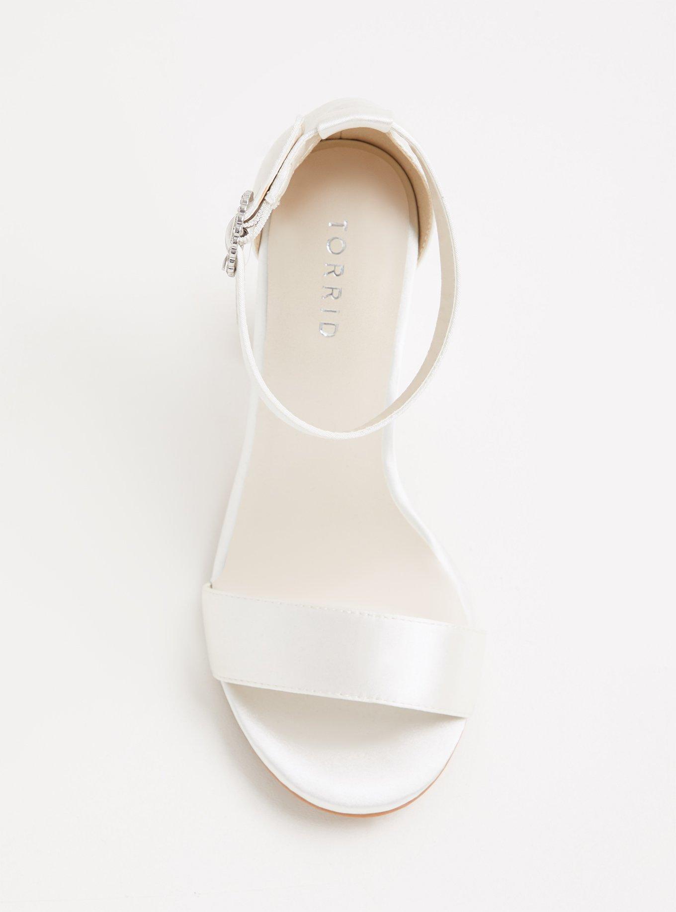 Plus Size Staci Ivory Satin Ankle Strap Tapered Heel WW Torrid