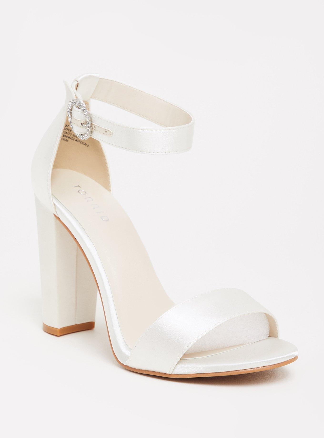 Plus Size - Staci - Ivory Satin Ankle Strap Tapered Heel (WW) - Torrid