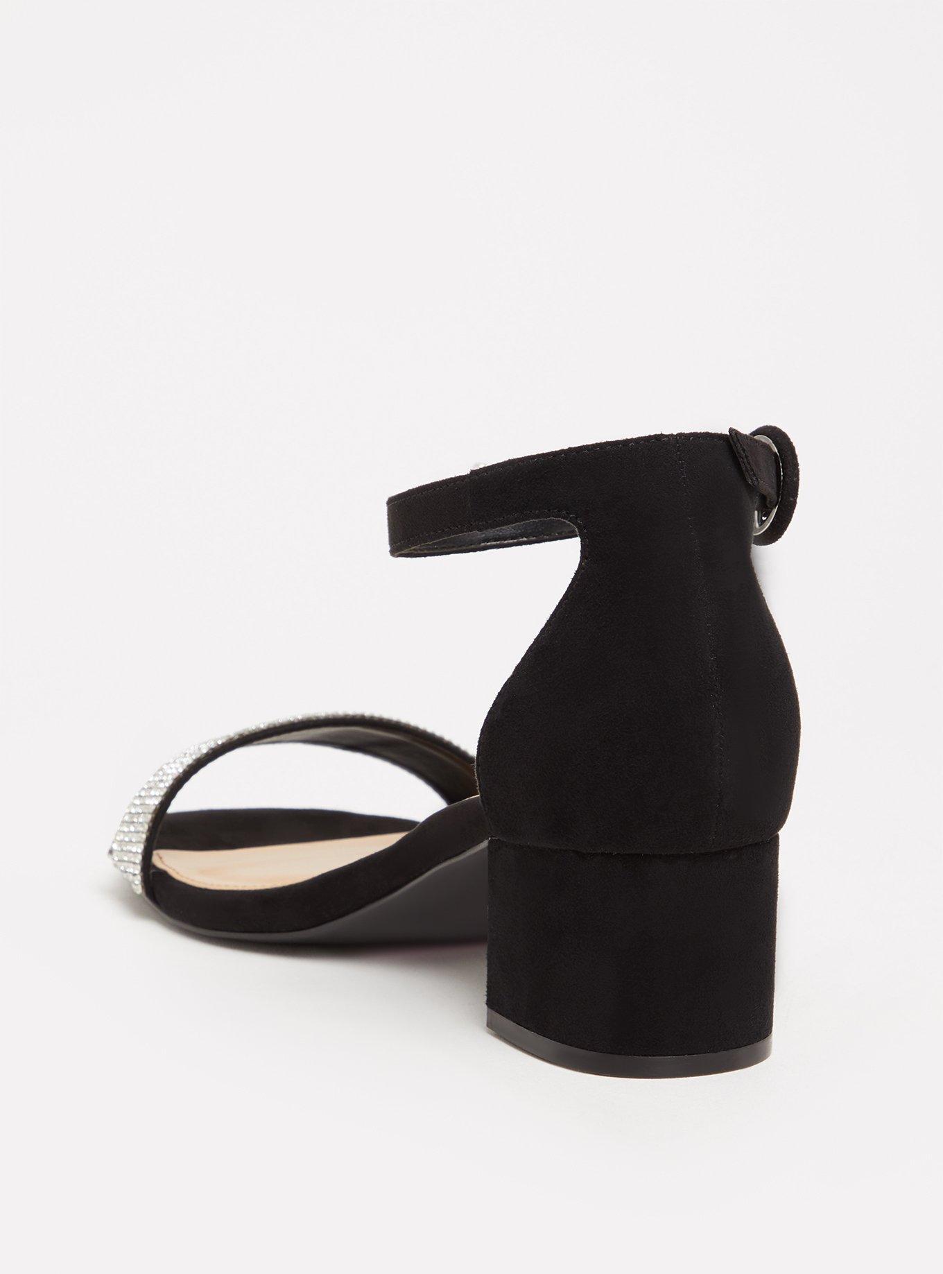 Rhinestone Block Heel Sandal (WW), BLACK, alternate