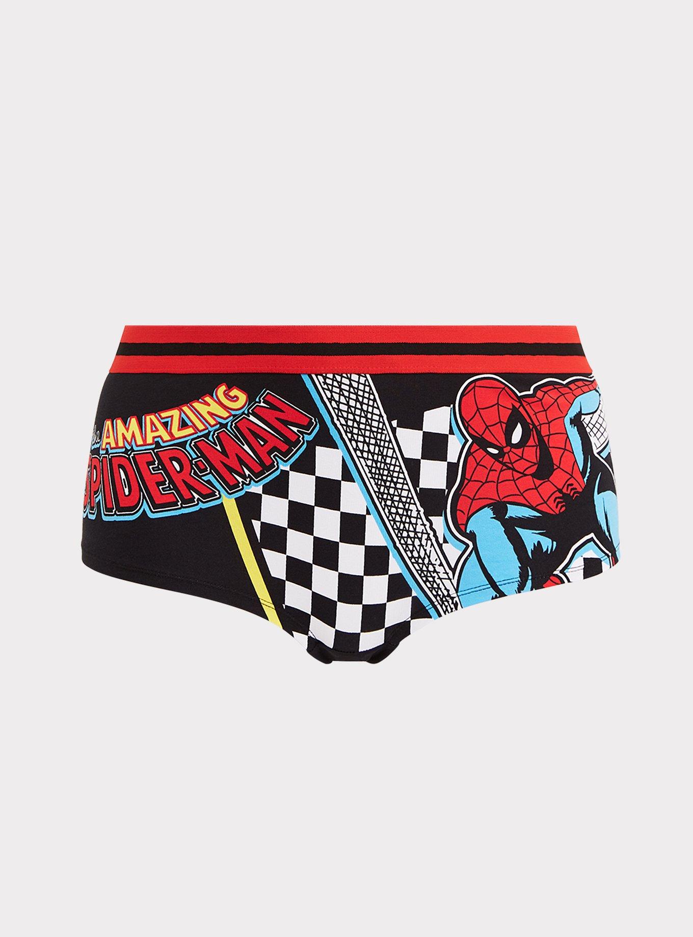 Plus Size - Marvel Spider-Man Black Cotton Boyshort Panty - Torrid