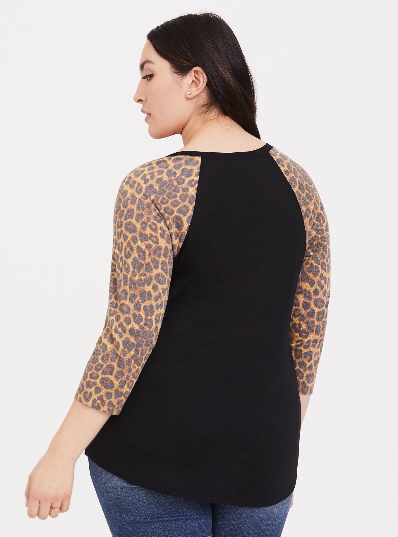 Plus Size - Black & Leopard Love Raglan Tee - Torrid