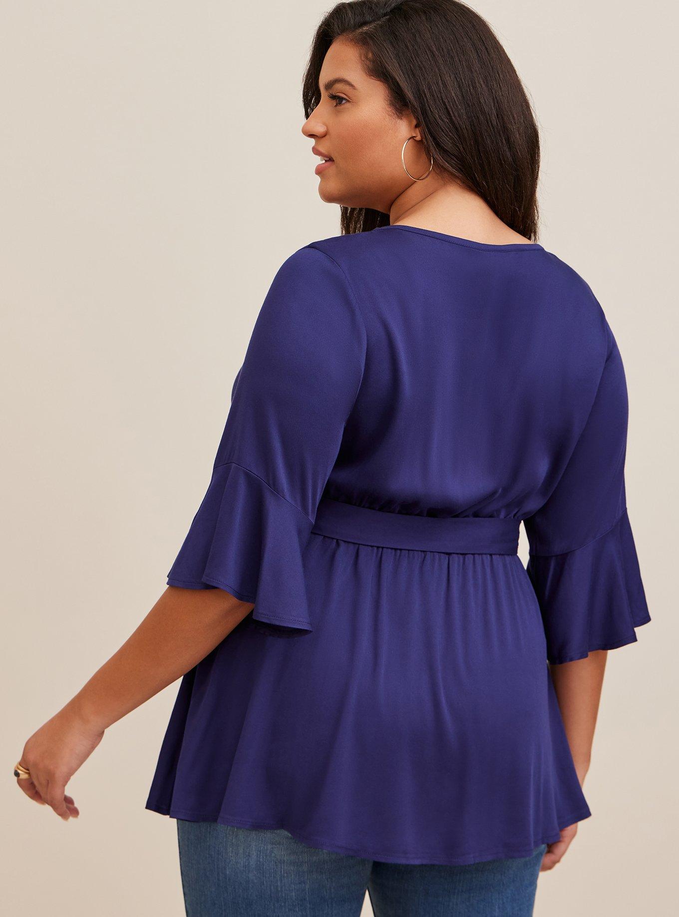 Plus Size - Babydoll Challis Surplice Tie-Front Top - Torrid