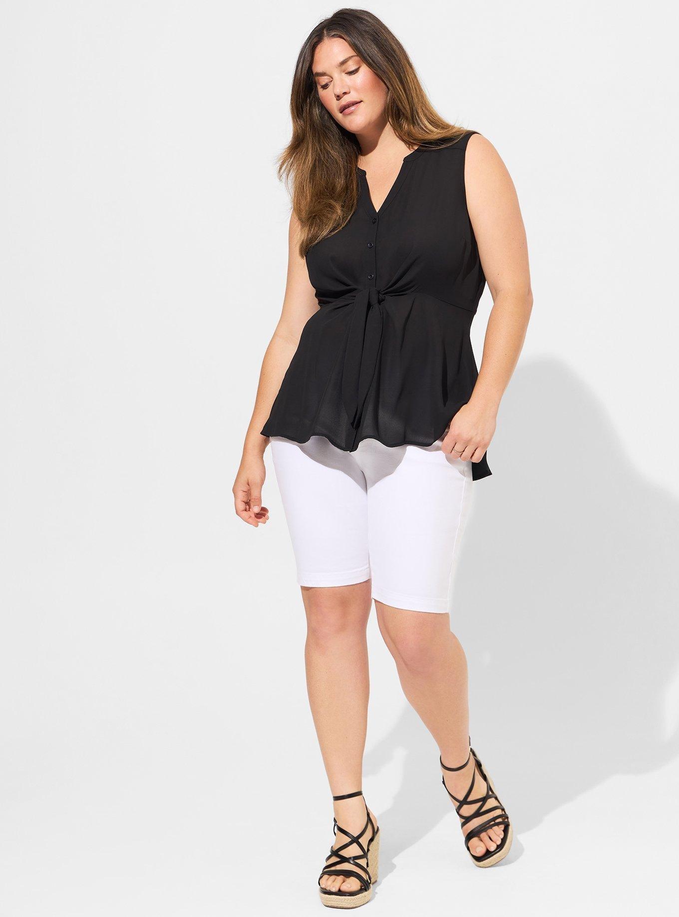 Plus Size - Georgette Tie Neck Sleeveless Blouse - Torrid