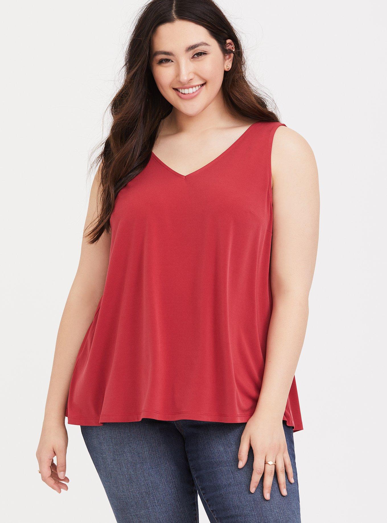 Plus Size - Berry Studio Knit Red V-Neck Tank - Torrid