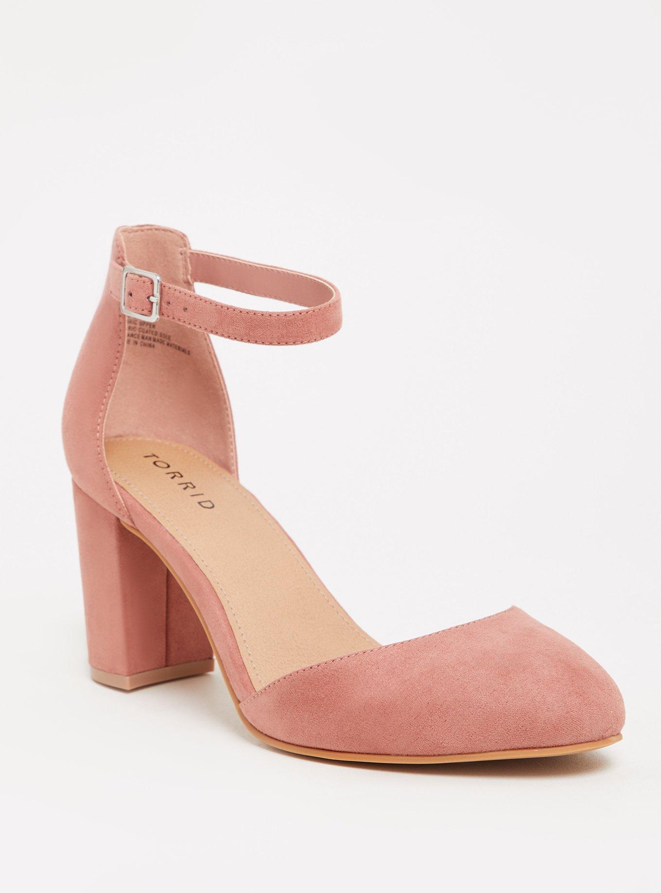 Mauve Pink Faux Suede D'Orsay Ankle Strap Pump (WW), , hi-res
