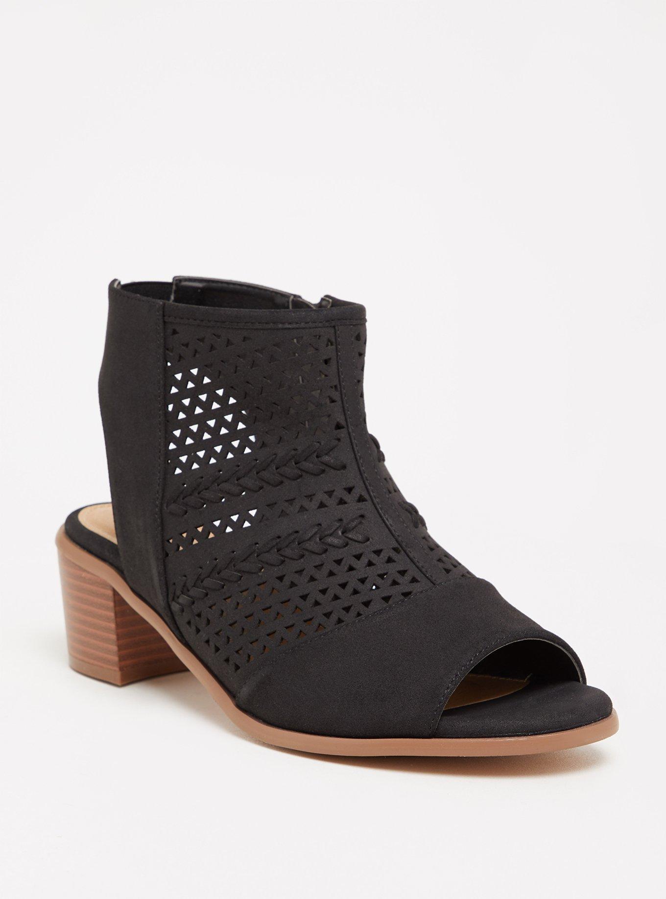 Perforated Cutout Bootie (WW), BLACK, hi-res