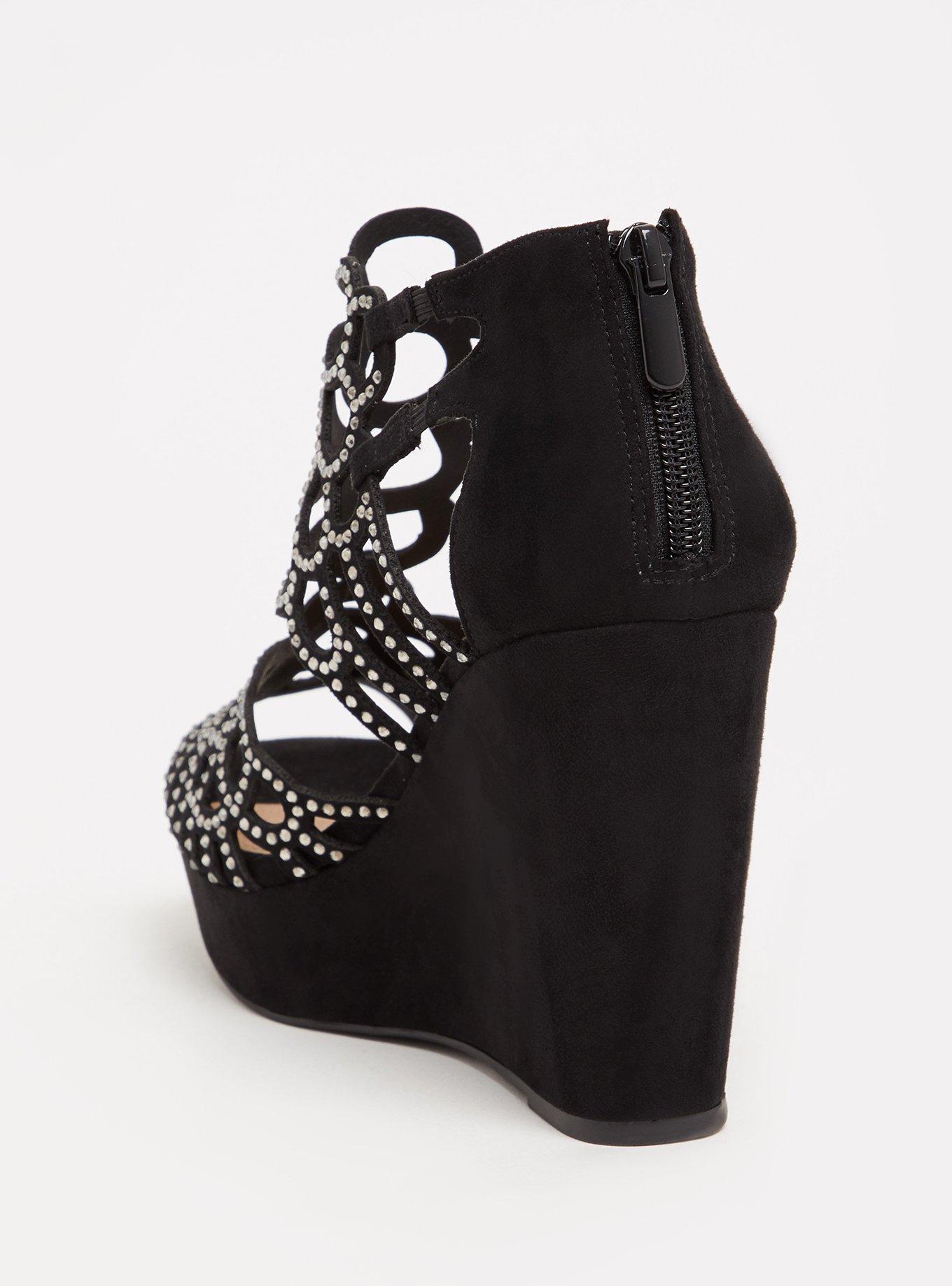 Black rhinestone wedge store sandals