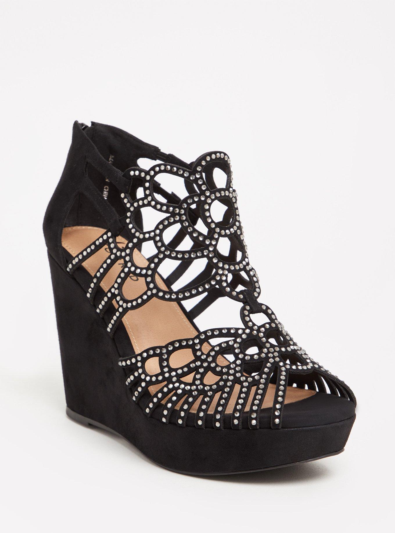 Black rhinestone wedges new arrivals