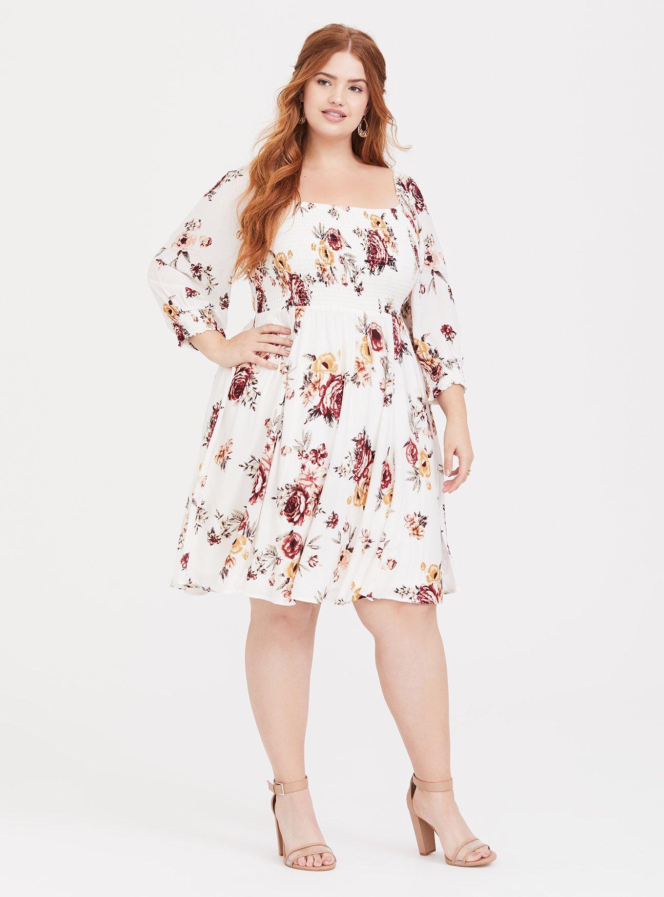 White skater store dress plus size