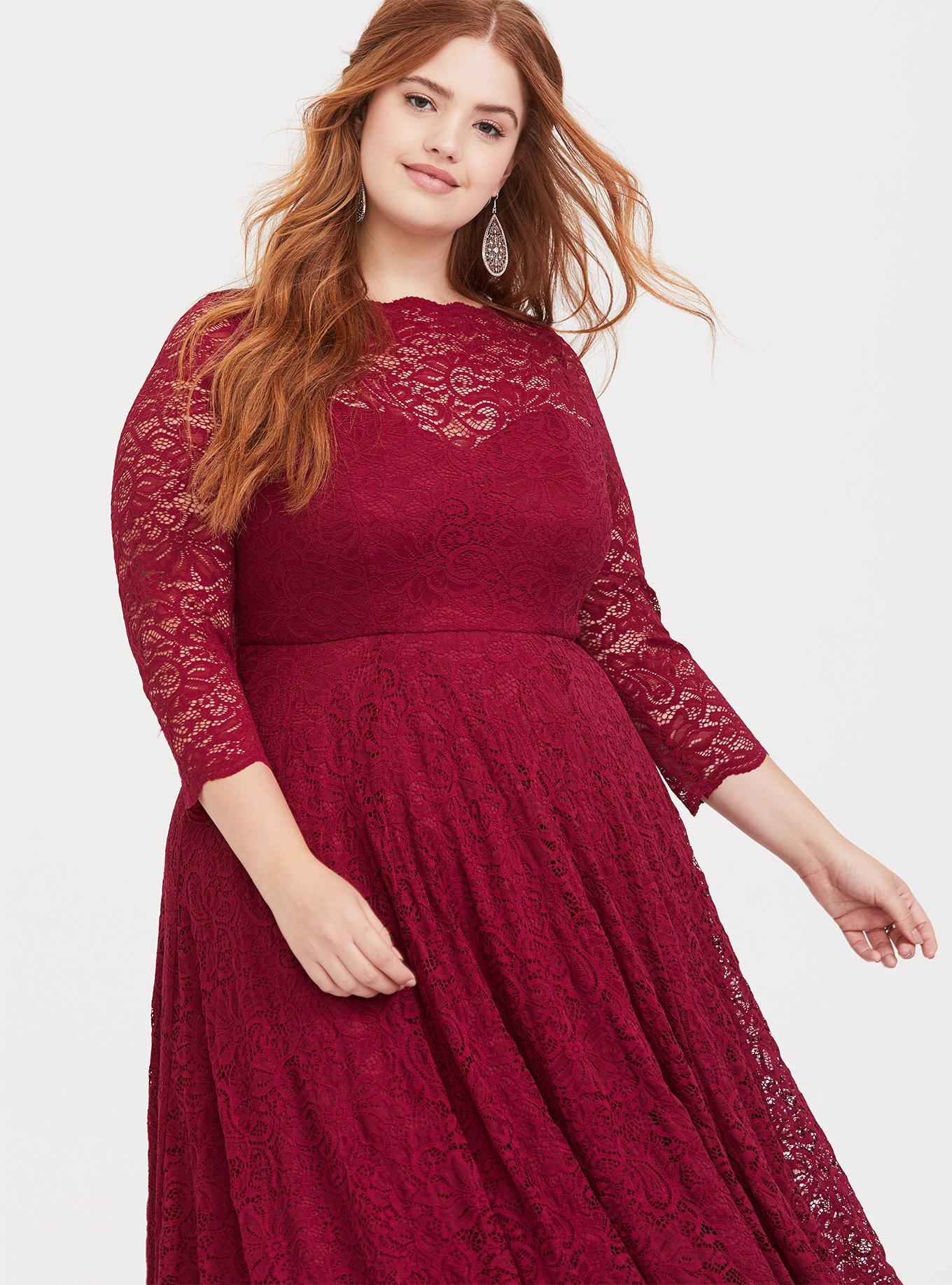 Torrid red lace dress sales