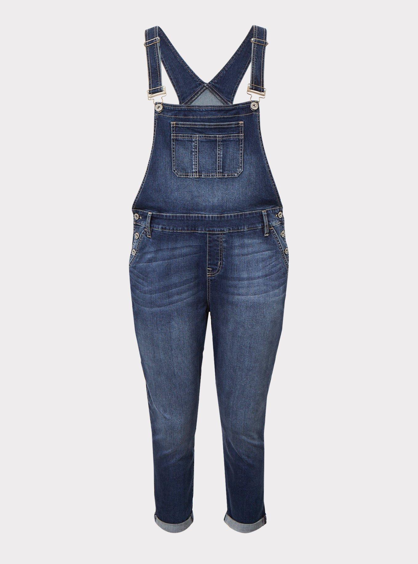 Crop Overall - Vintage Stretch Dark Wash, COMO, hi-res