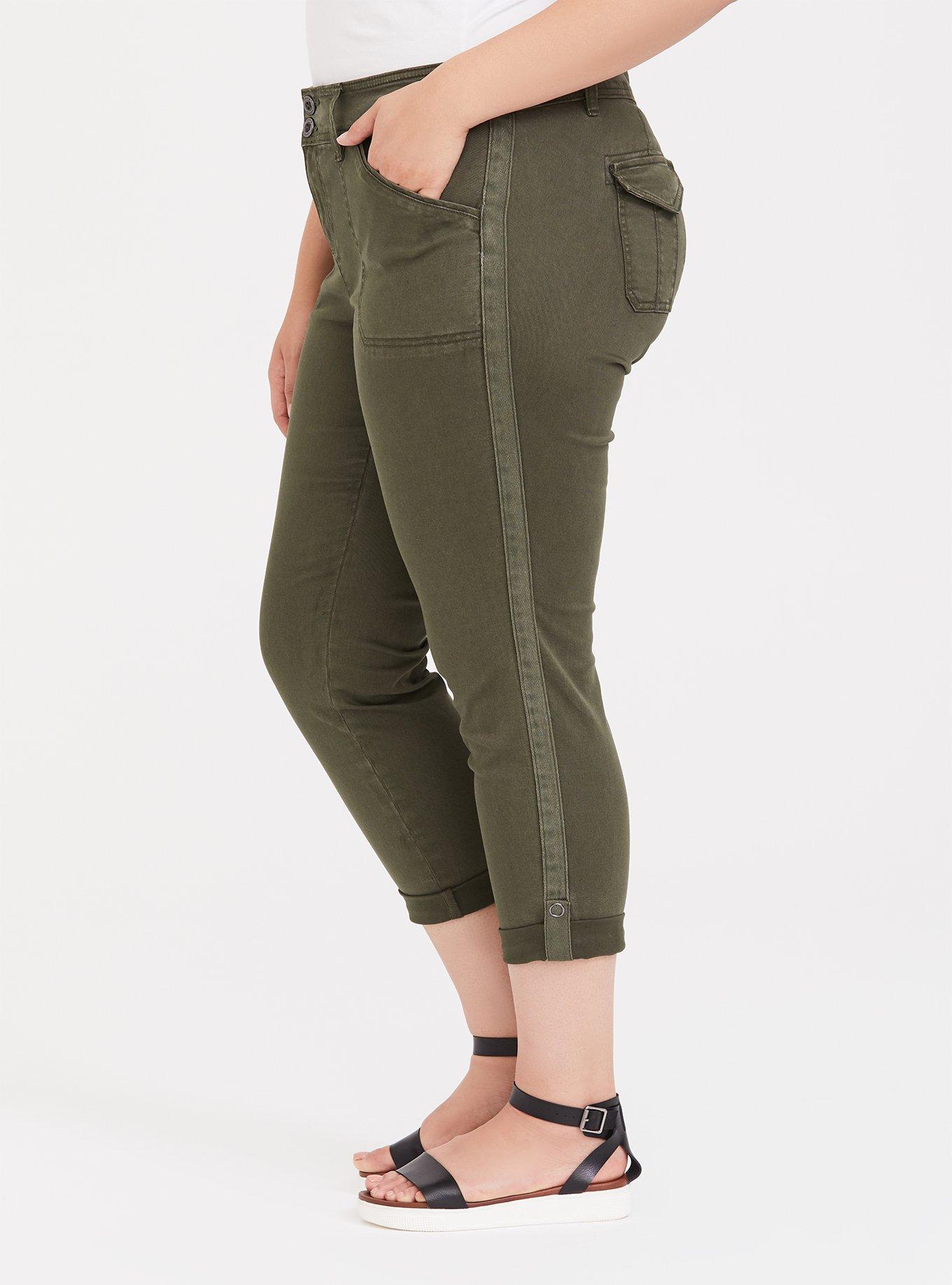 Plus Size Aviator Crop Twill Pant - Olive Green, DEEP DEPTHS, alternate