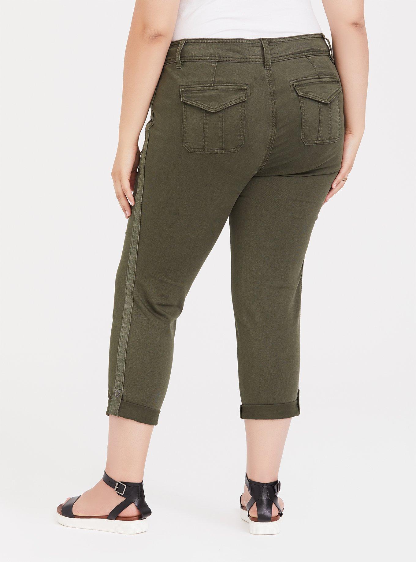 Plus Size Aviator Crop Twill Pant - Olive Green, DEEP DEPTHS, alternate