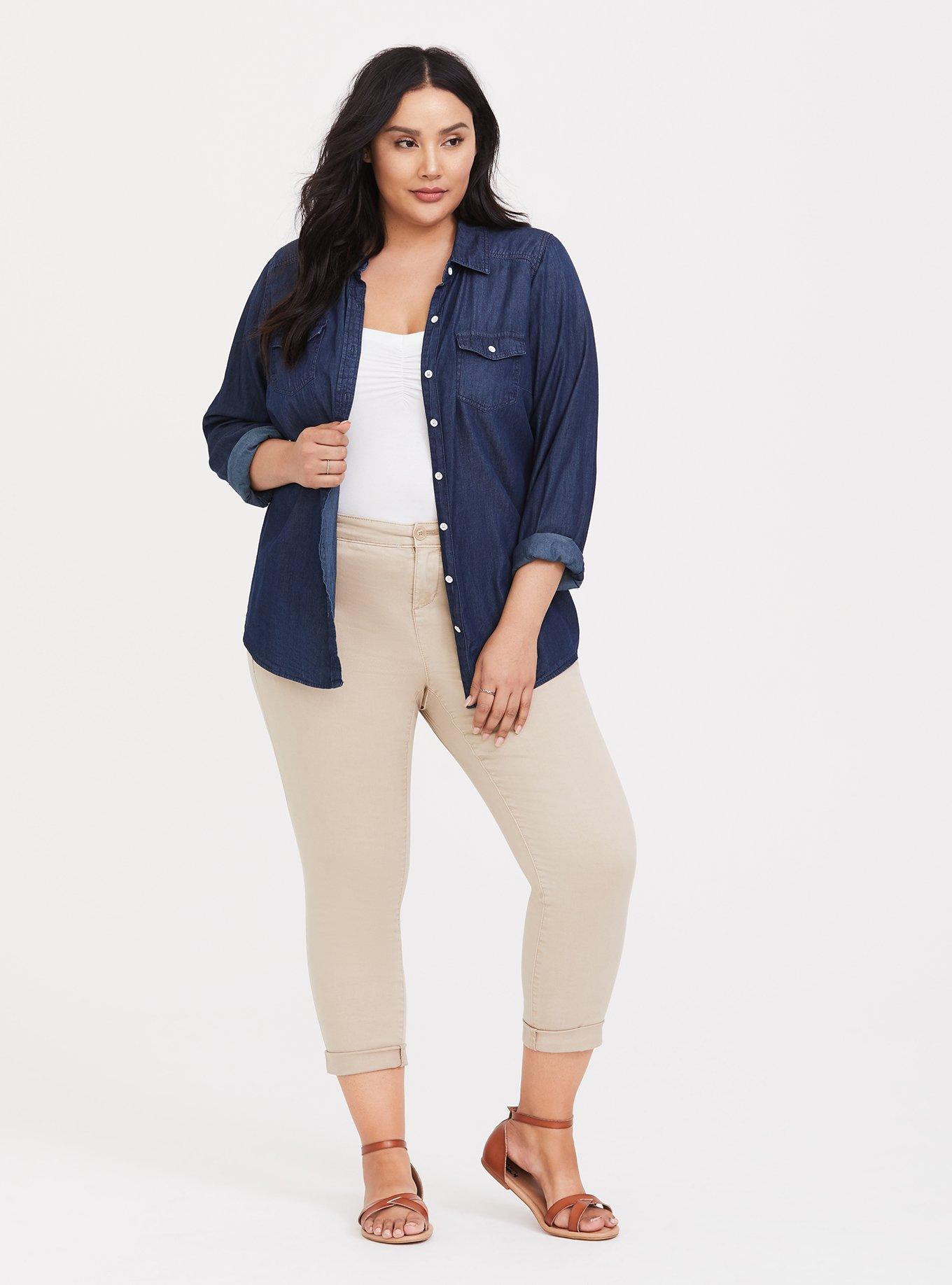 Plus size khaki on sale jeans