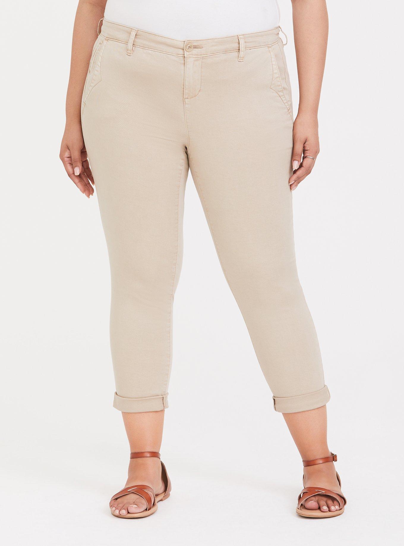 Pilgrim mus tempereret Plus Size - Crop Twill Chino Pant - Khaki Beige - Torrid