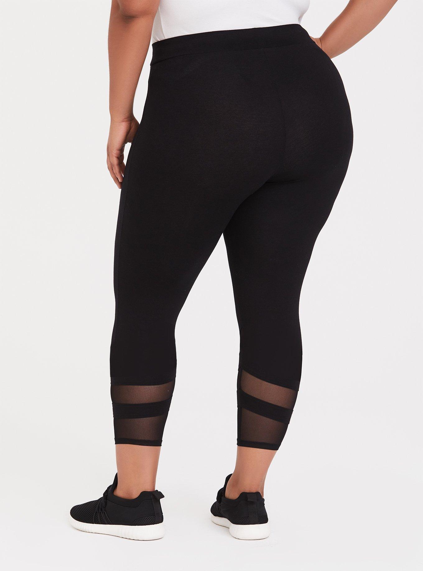 Torrid Crop Premium Legging with Strappy Angled Mesh Inset Black Plus Size 4