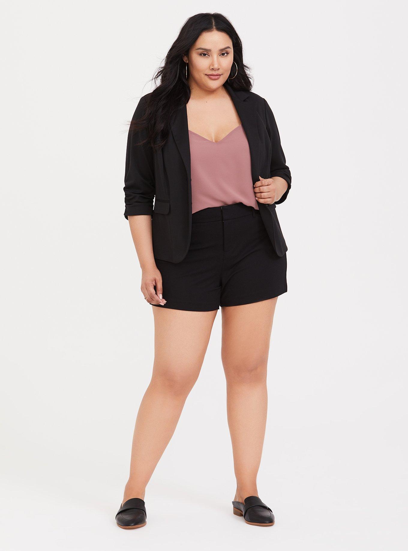Plus Size Black Ponte Studio Short Short, DEEP BLACK, alternate