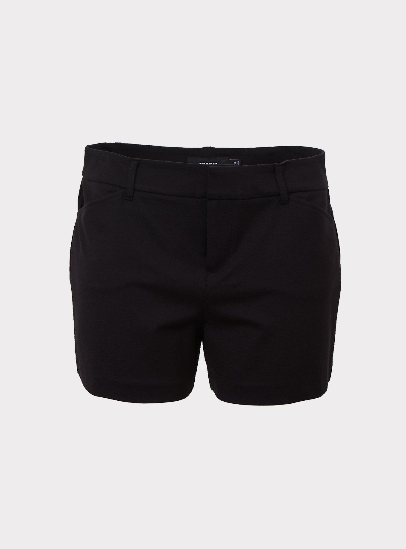 Plus Size Black Ponte Studio Short Short, DEEP BLACK, hi-res