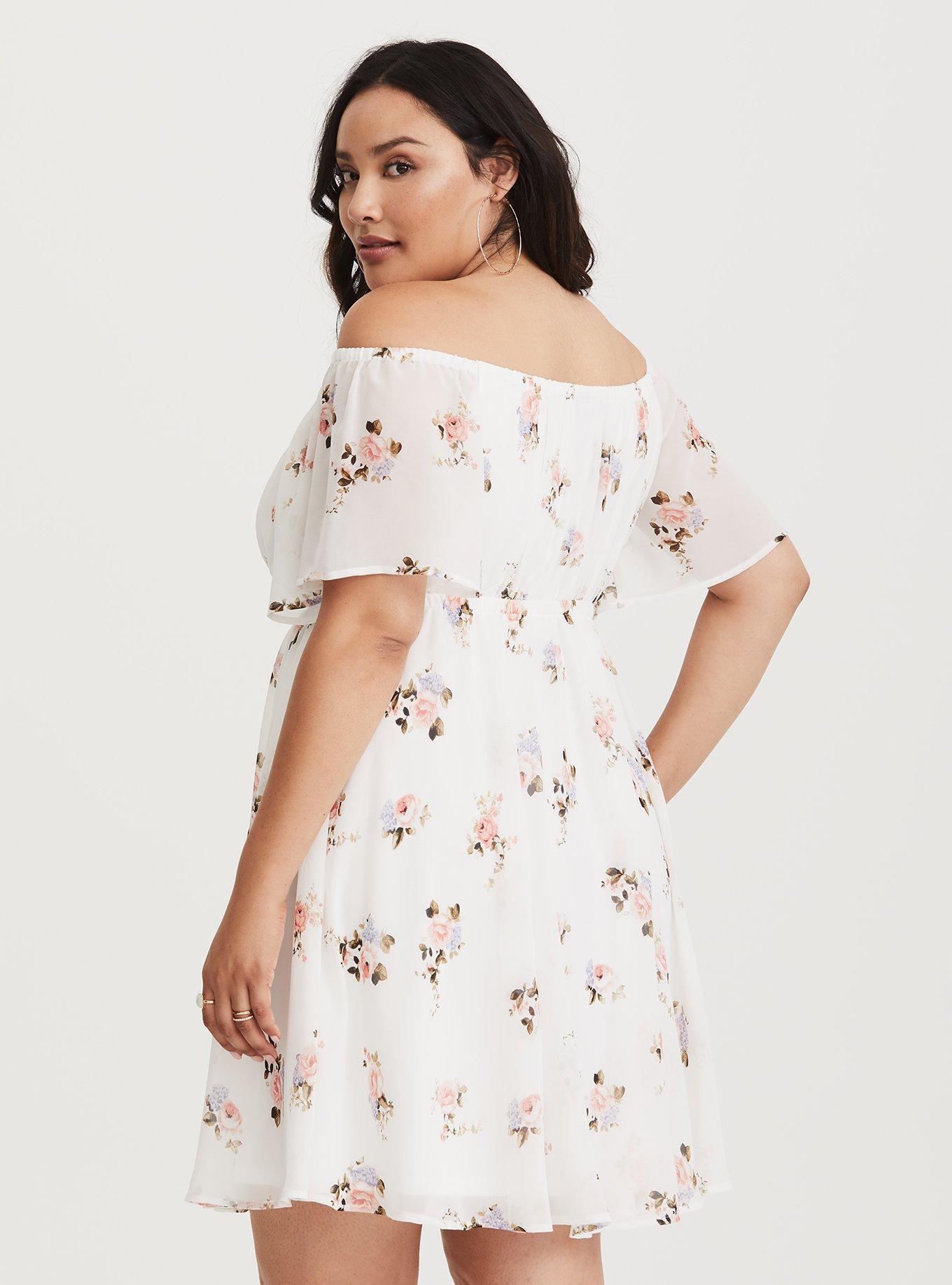 Plus Size - Mini Chiffon Off-Shoulder Skater Dress - Torrid
