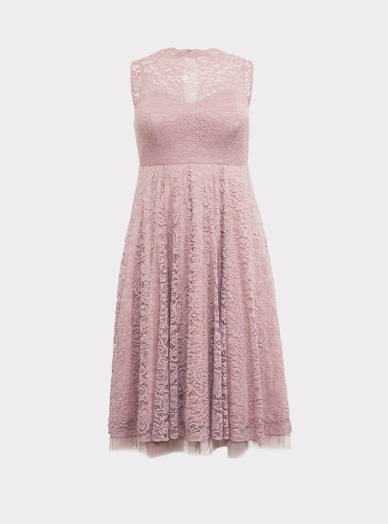 Plus Size - Special Occasion Mauve Pink Lace Midi Dress - Torrid