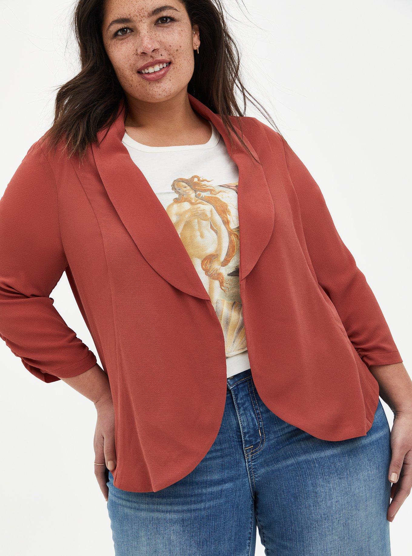 Plus Size - Knit Crepe Drape Blazer - Torrid