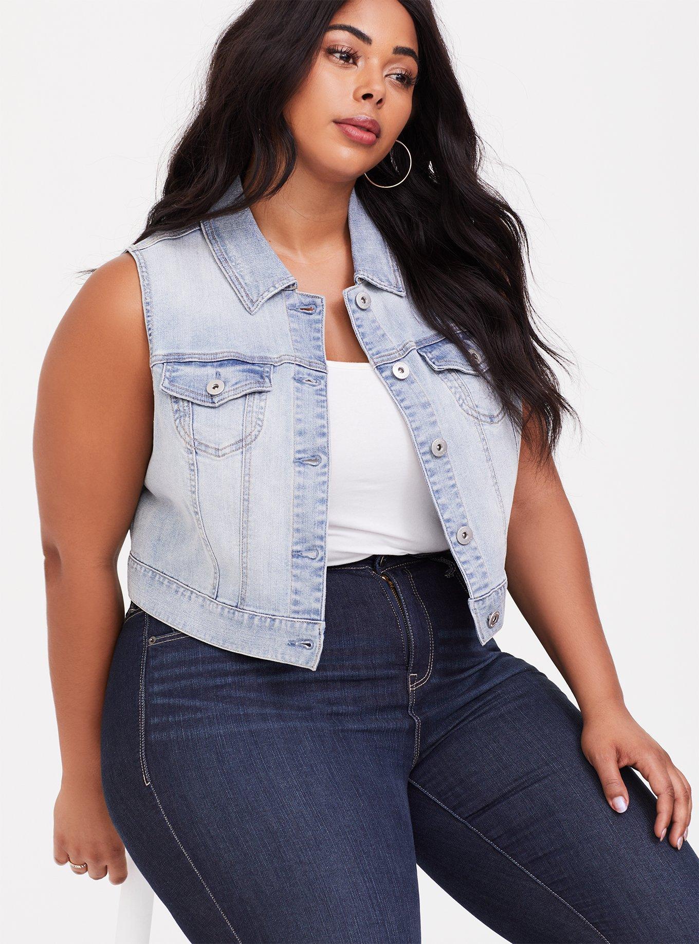 Unique Bargains Women's Plus Size Denim Vest Button Chest Flap