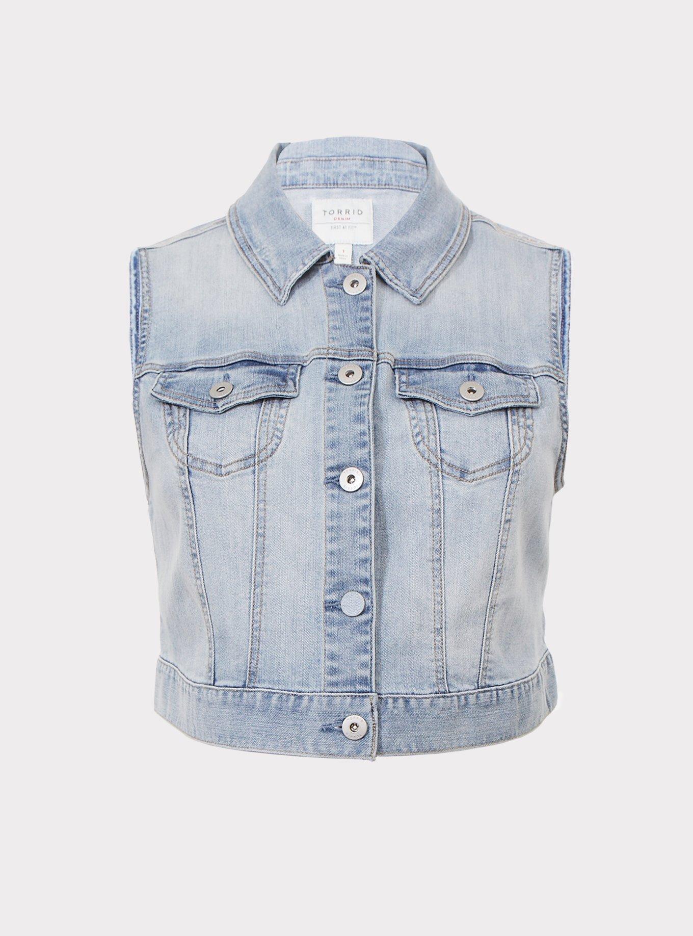 Light Wash Denim Vest, NONEC, hi-res
