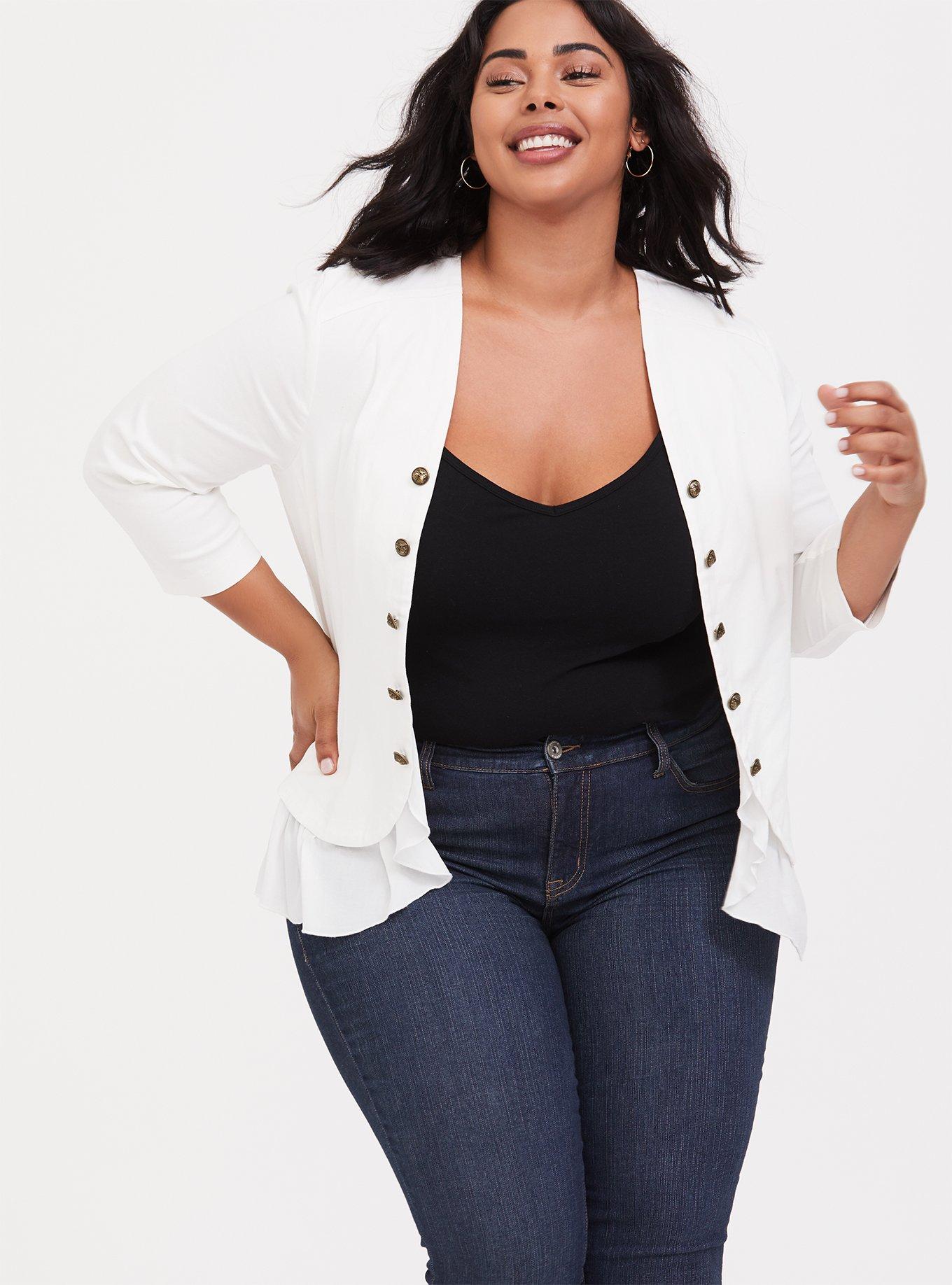 Plus Size - Off White Twill Peplum Military Jacket - Torrid