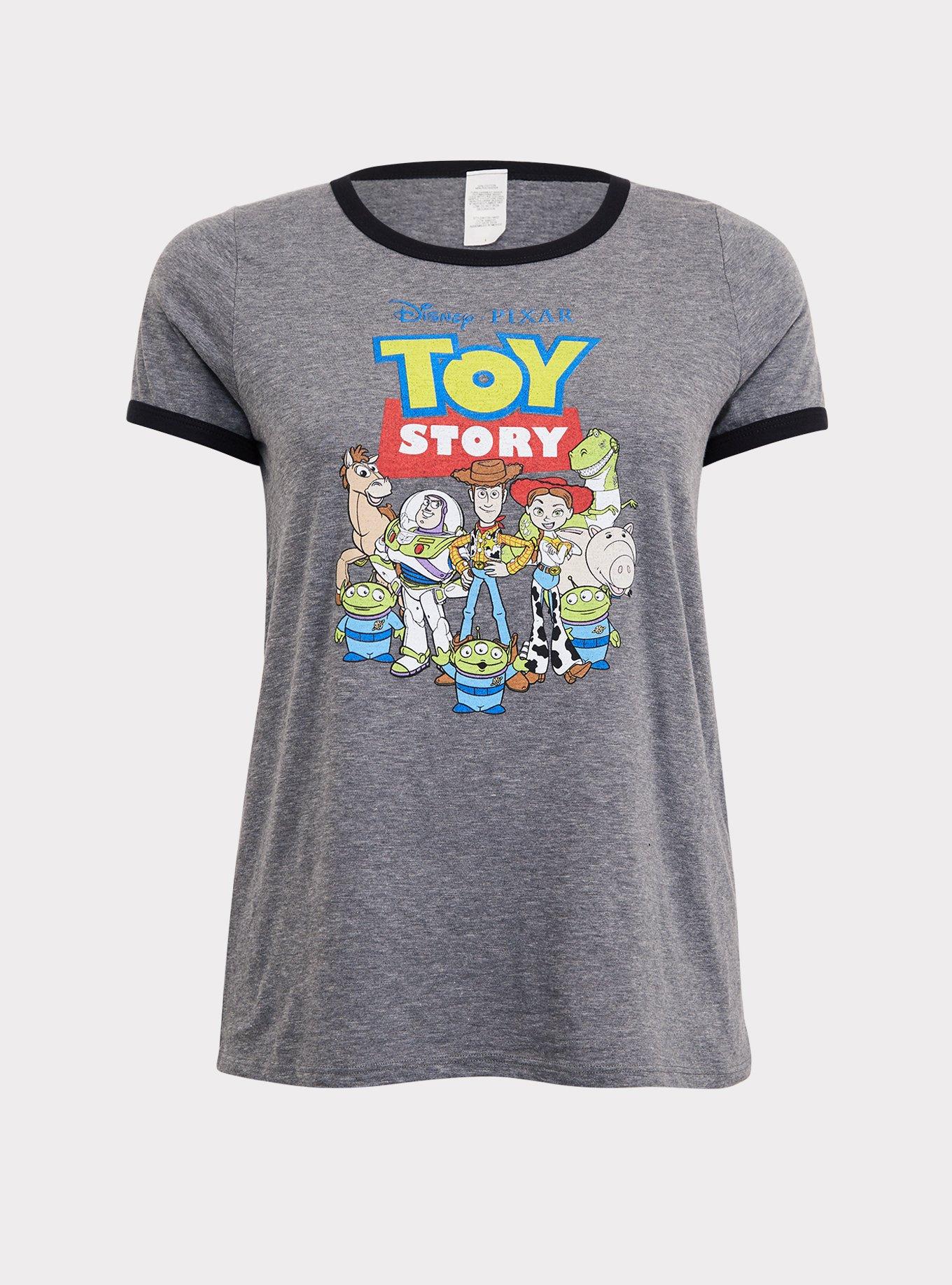 Torrid Classic Toy Fit Disney Size Tee Story - Ringer Pixar - Grey Plus