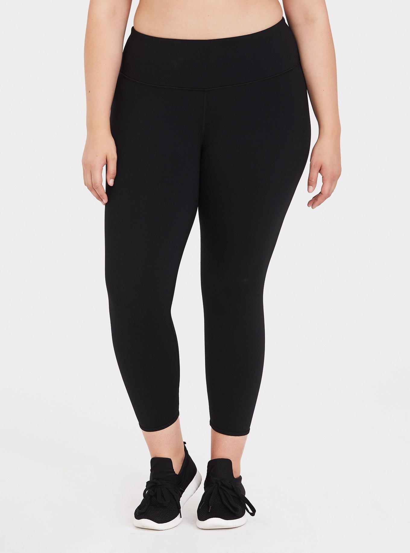 Plus Size - Black Lattice Mesh Insert Crop Wicking Active Legging - Torrid