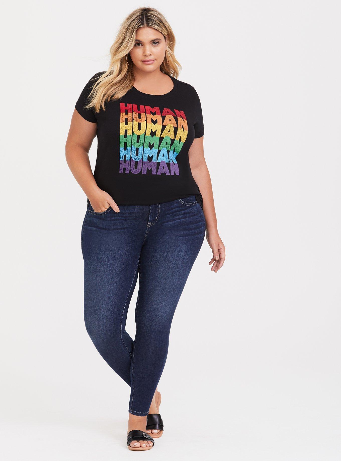 Women's Plus Size V-neck T-Shirt - Rainbow Pride 