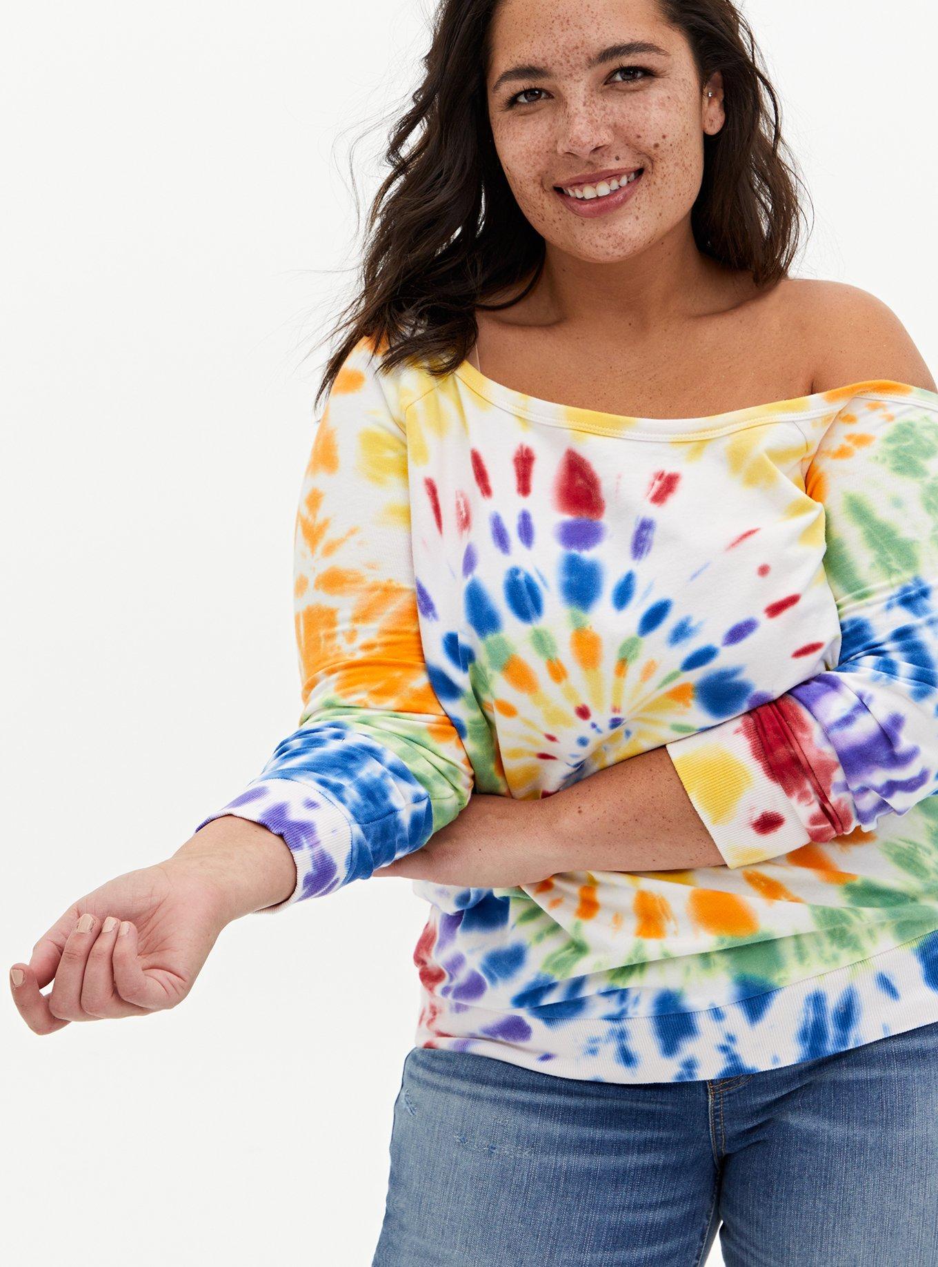 Tie dye best sale off shoulder sweatshirt