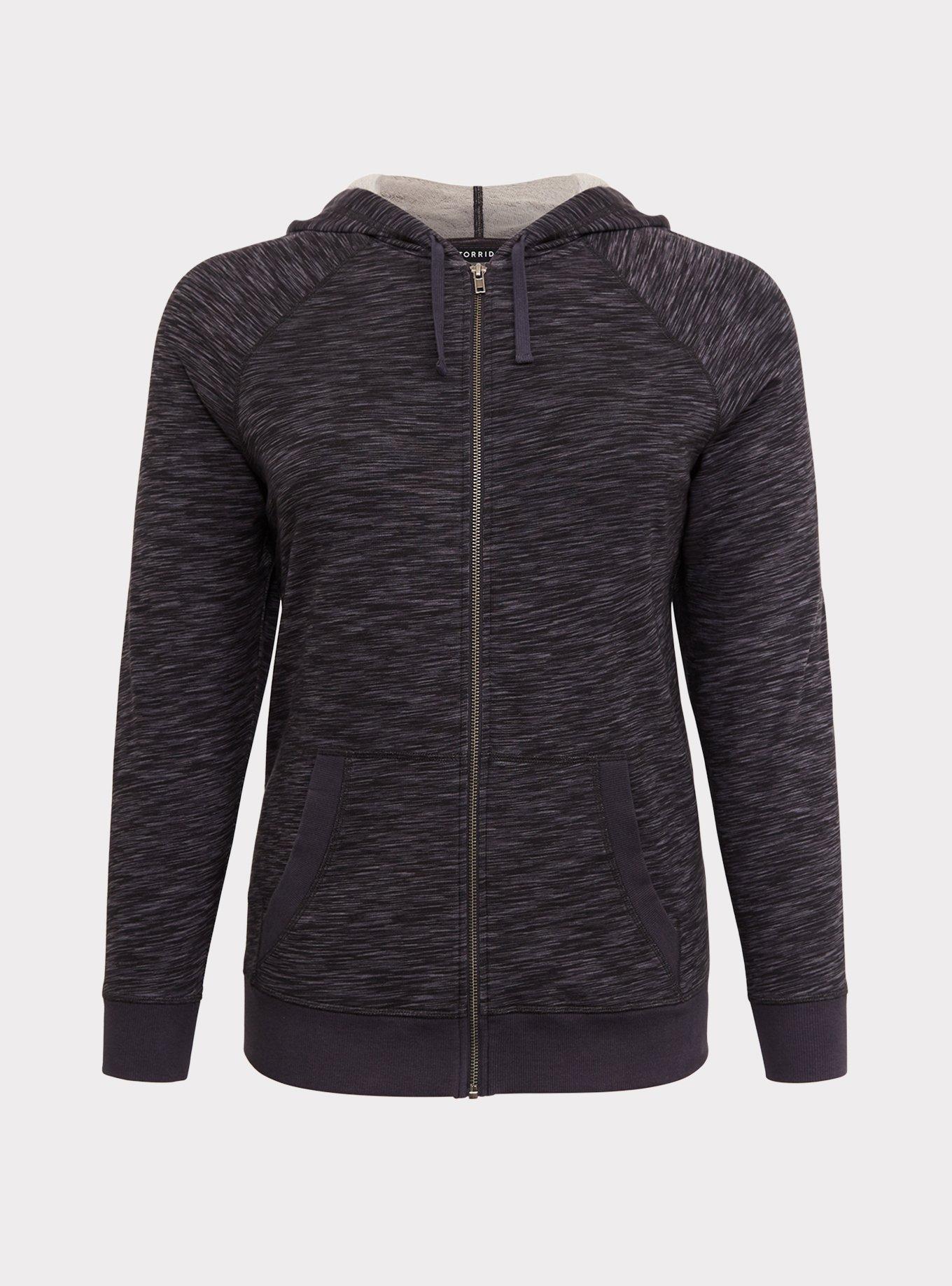 Plus Size - Dark Grey Space Dye Zip Hoodie - Torrid