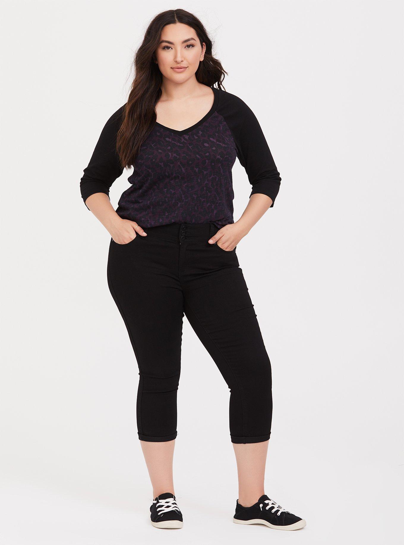 Purple Leopard Classic Fit Raglan Tee, DEEP BLACK, alternate