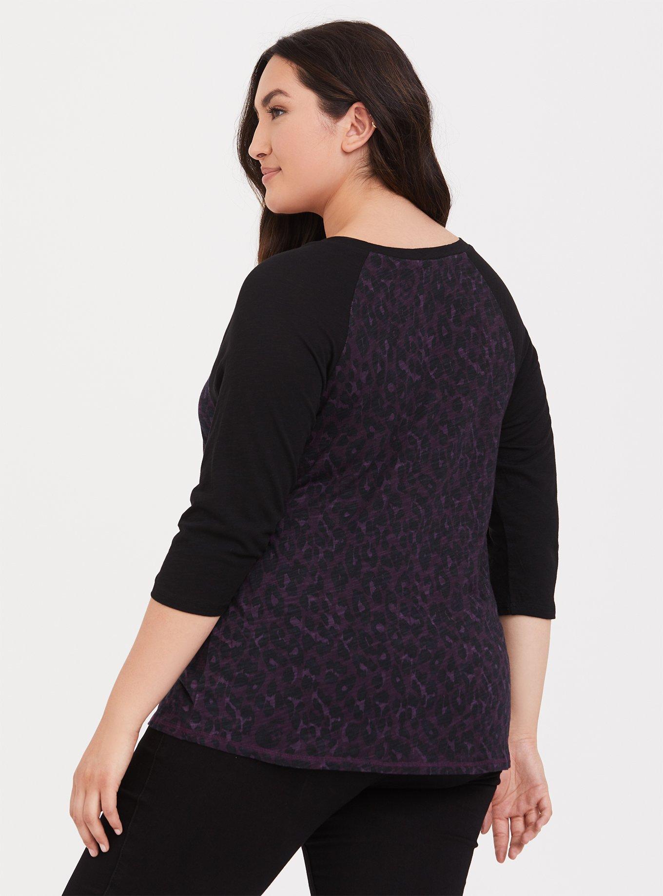 Purple Leopard Classic Fit Raglan Tee, DEEP BLACK, alternate