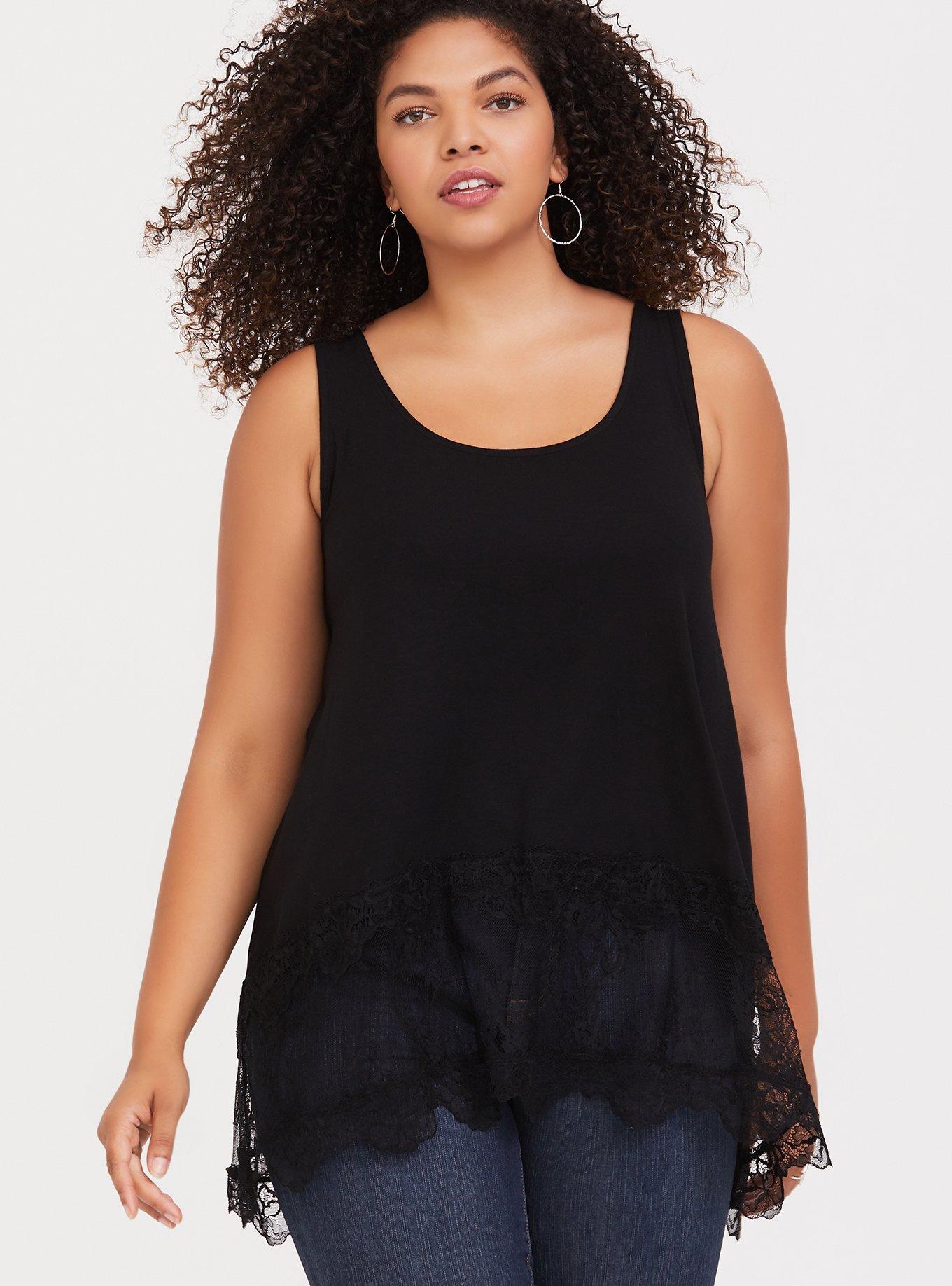 Plus Size - Super Soft Black Lace Tank - Torrid