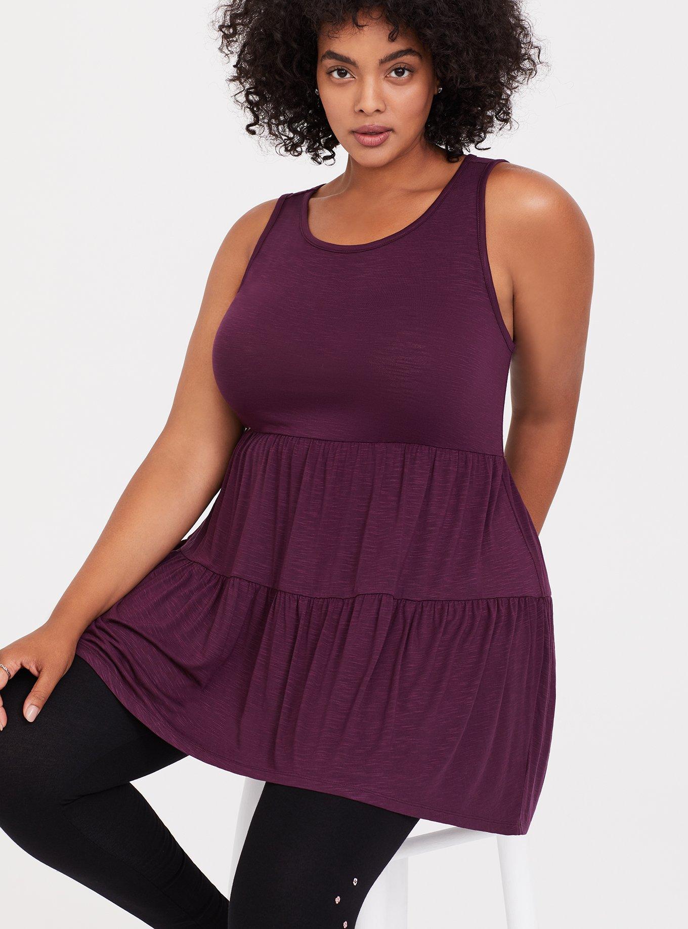 Super Soft Tiered Babydoll Tank, WINETASTING, alternate