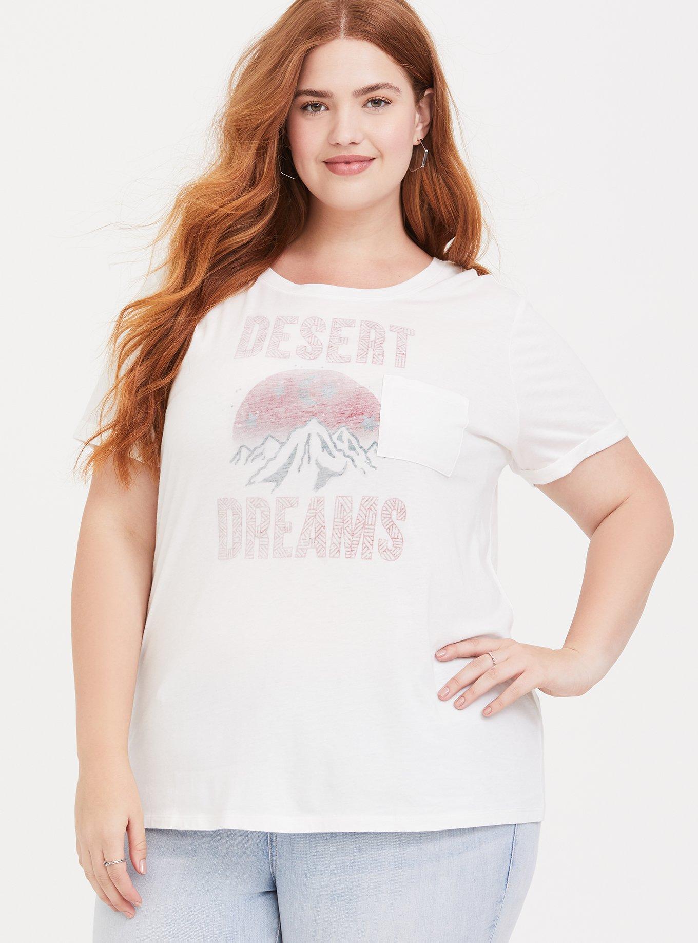 Desert Dreams White Roll Sleeve Tee, CLOUD DANCER, alternate