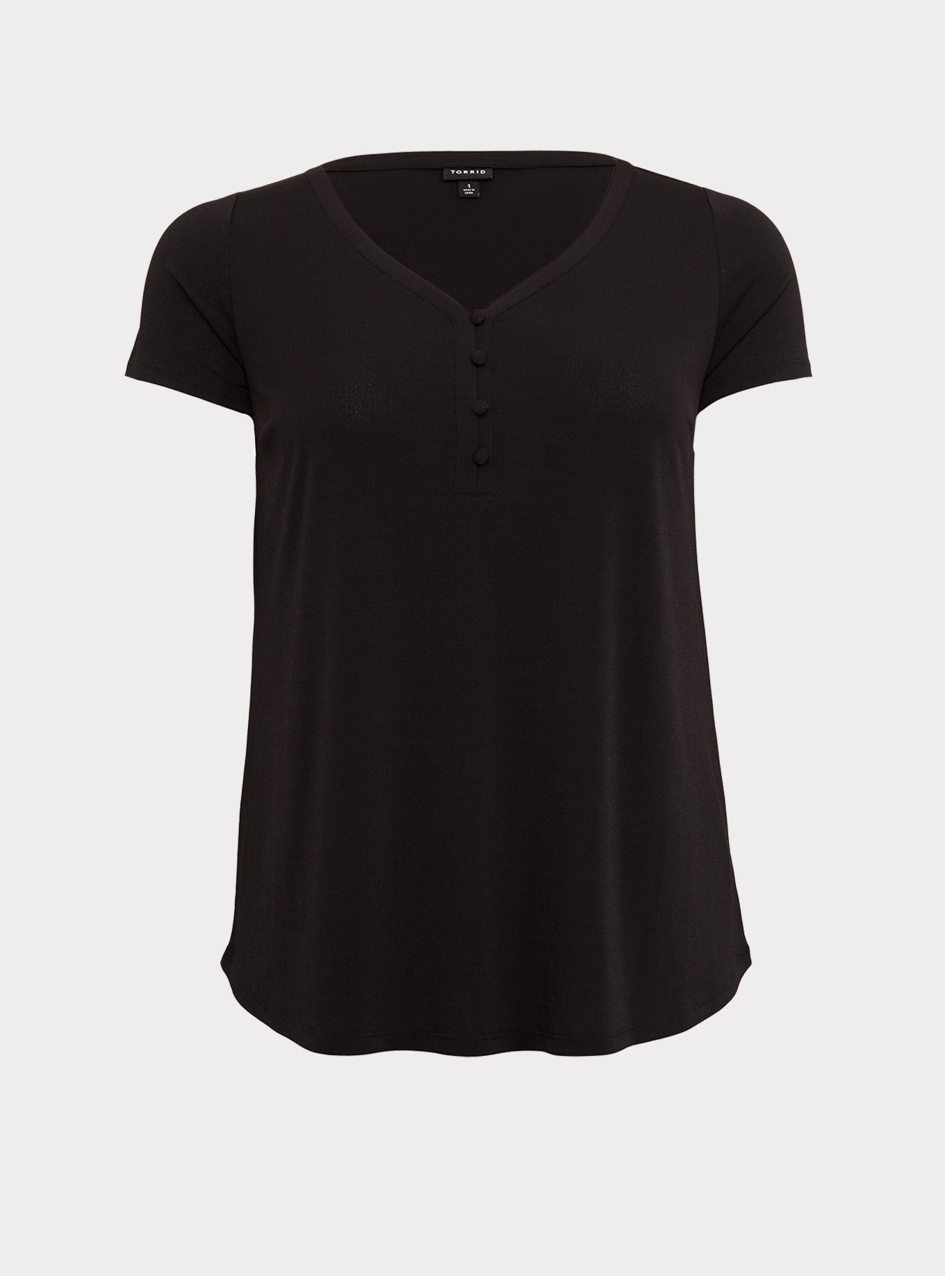 Studio Knit Button-Front V-Neck Top, DEEP BLACK, hi-res