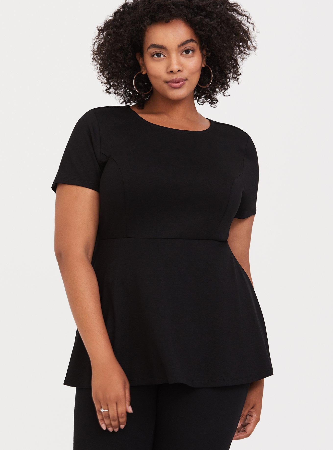 Plus Size - Ponte Sweetheart Peplum Top - Torrid