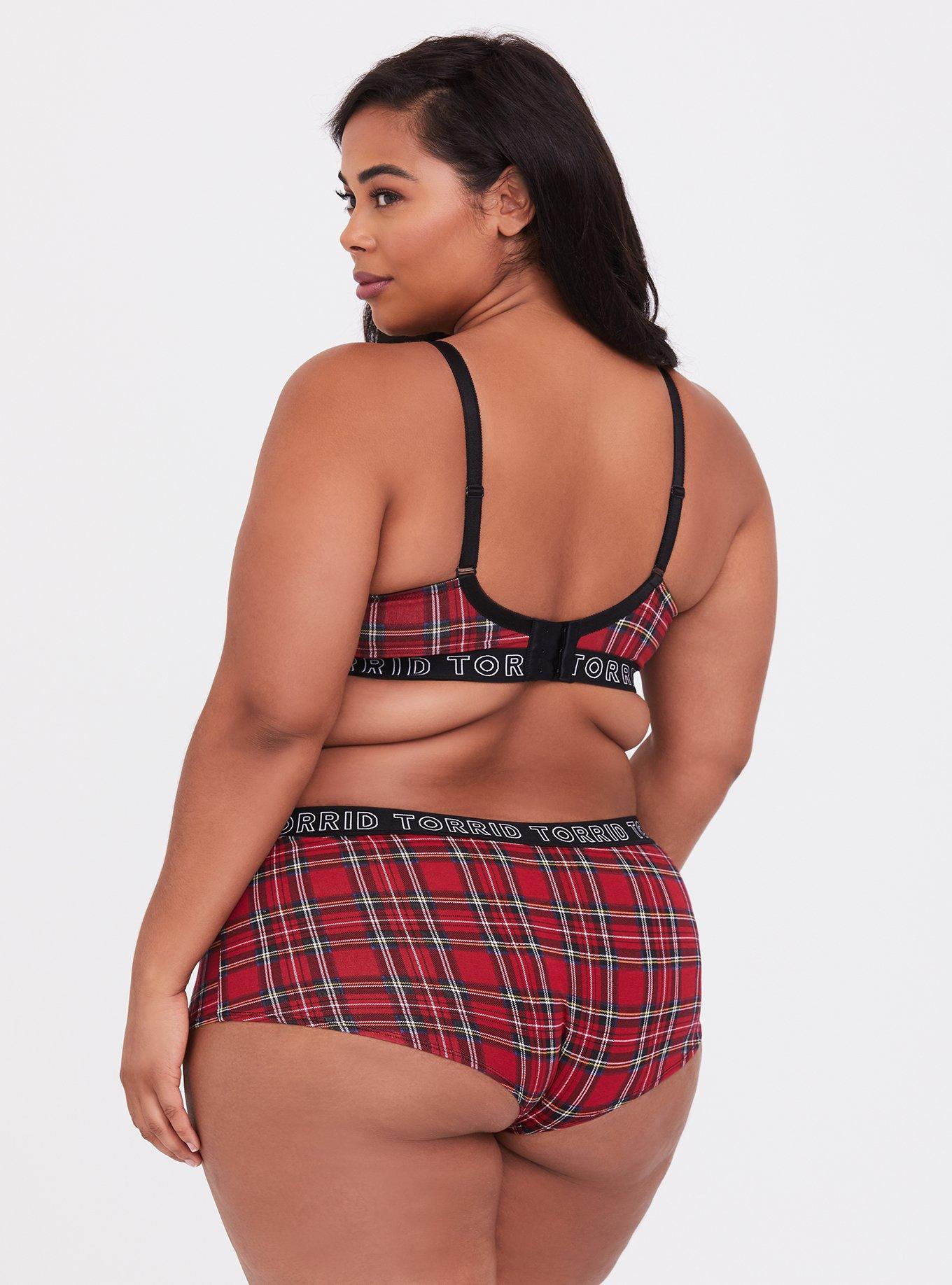 Plus Size - Torrid Logo Red Plaid Cotton Lightly Lined T-Shirt Bra - Torrid