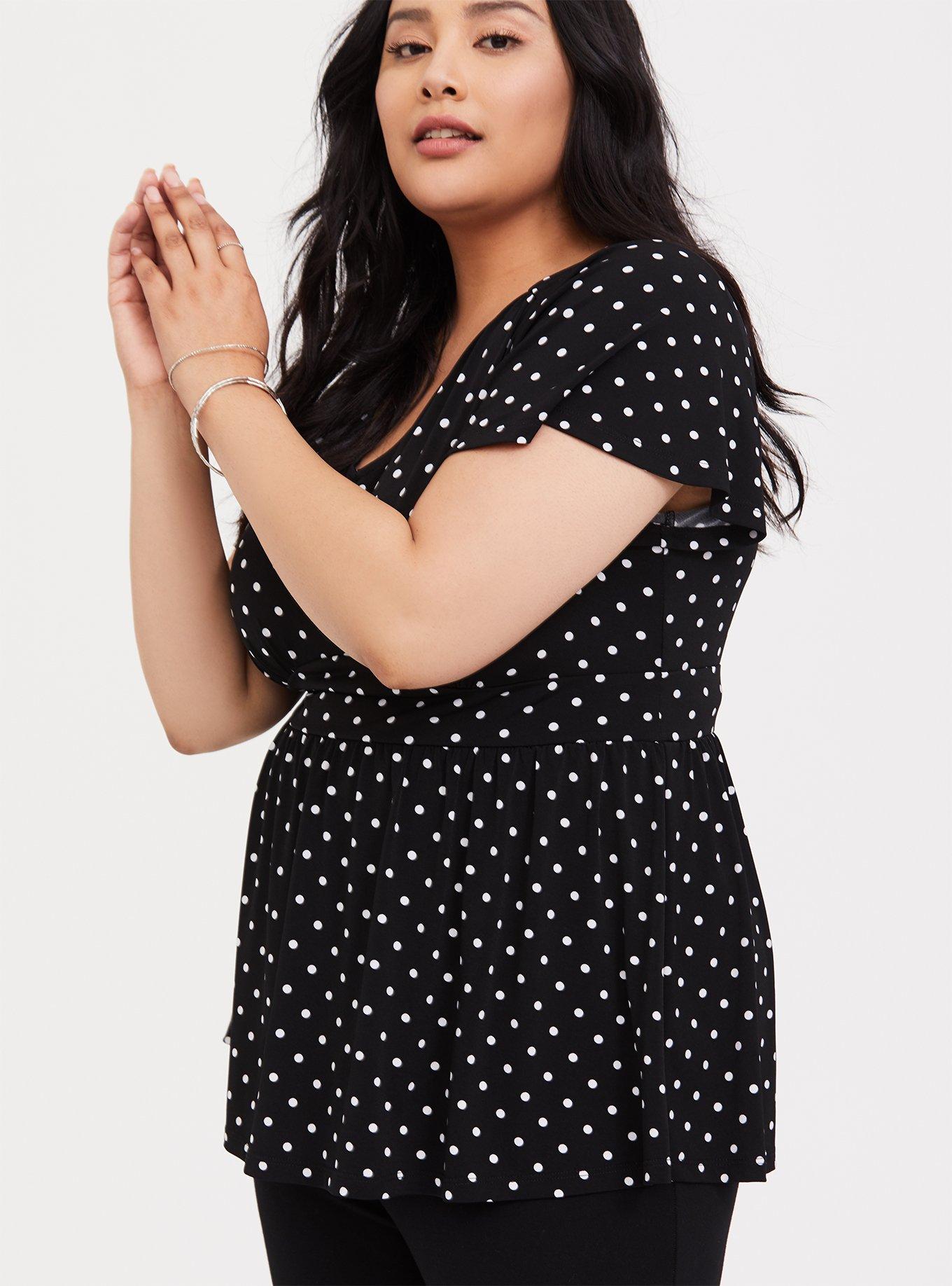 Plus Size Studio Knit V-Neck Babydoll Top, SPOTTY DOTTY, alternate