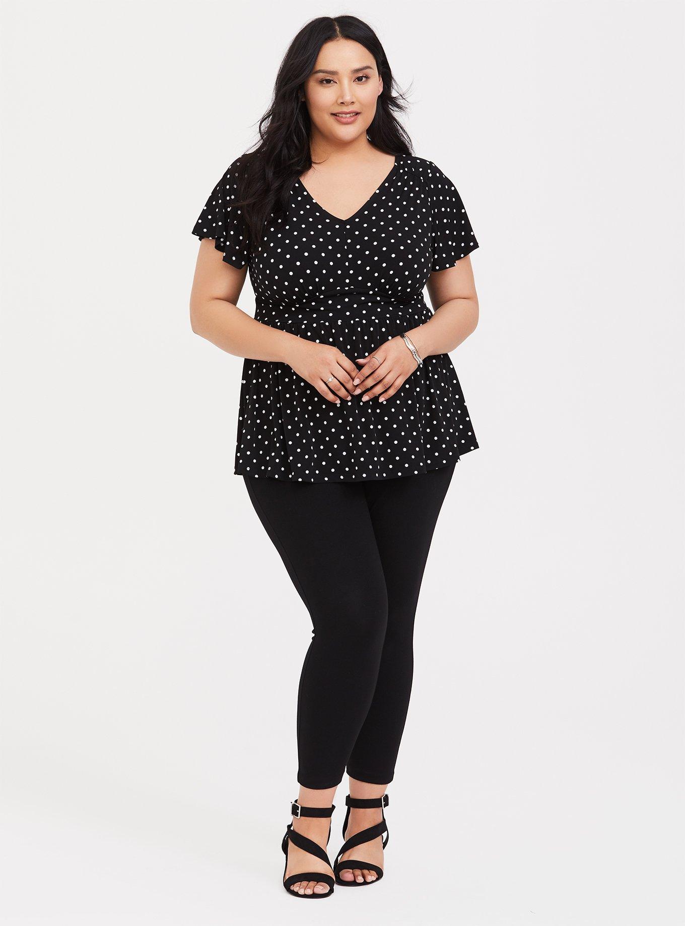Plus Size Studio Knit V-Neck Babydoll Top, SPOTTY DOTTY, alternate
