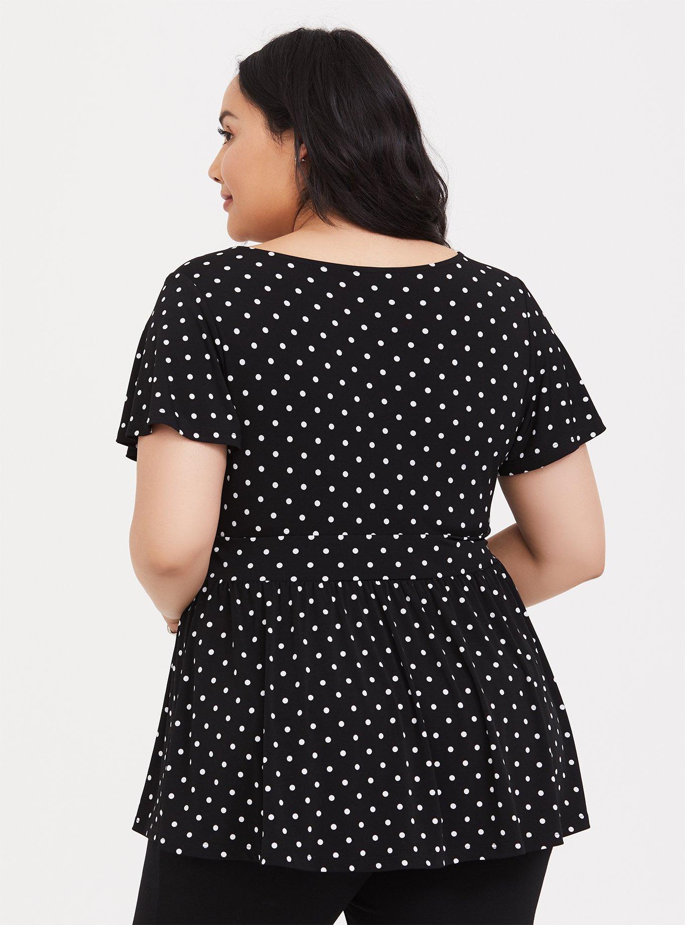 Plus Size Studio Knit V-Neck Babydoll Top, SPOTTY DOTTY, alternate