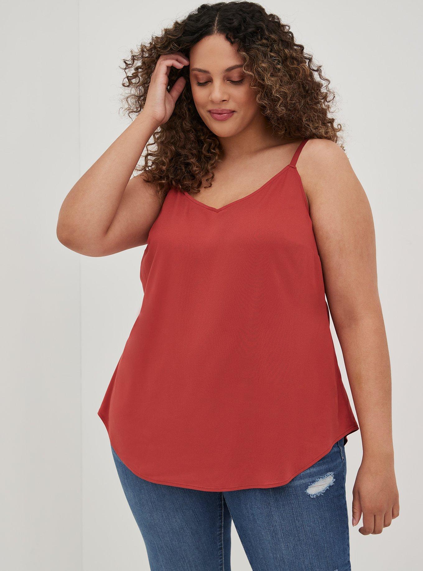 Ava Stretch Challis Cami, RUST, hi-res