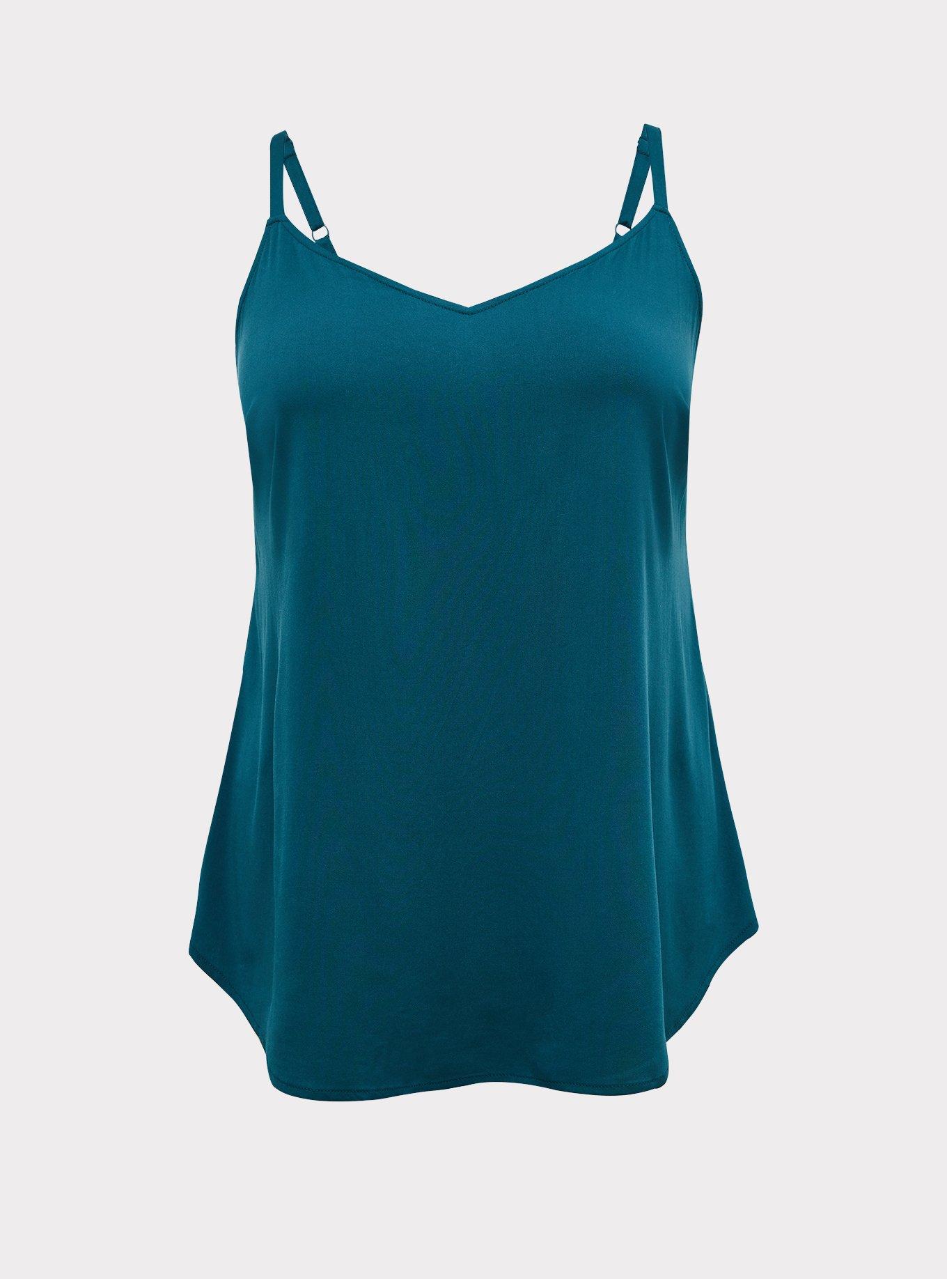 Ava Stretch Challis Cami, DEEP TEAL, hi-res