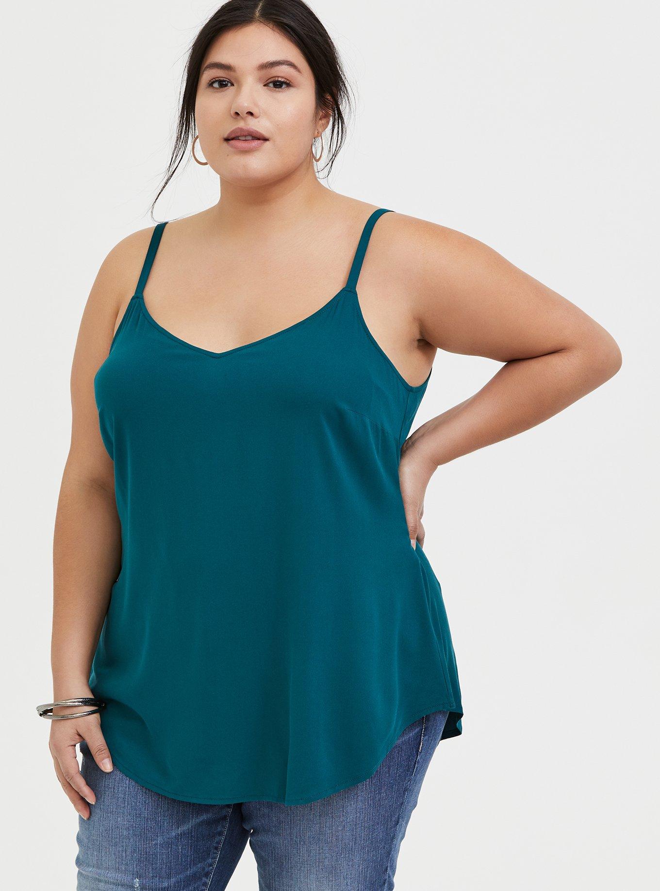 Ava Stretch Challis Cami, DEEP TEAL, hi-res